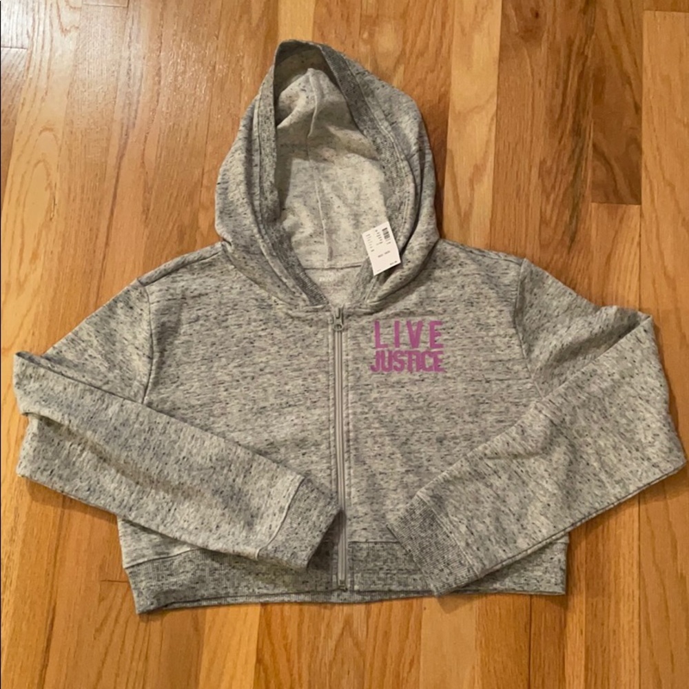 NWT Justice CROPPED Zip Hoodie 18/20